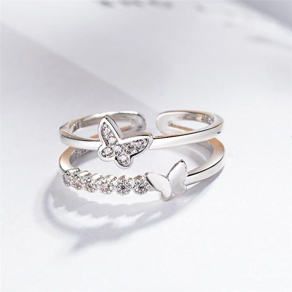 cluster rings sole memory double layer shiny cute butterfly 925 sterling silver female resizable opening sri950, Golden;silver
cluster rings sole memory double layer shiny cute butterfly 925 sterling silver female resizable opening sri950, Golden;silver