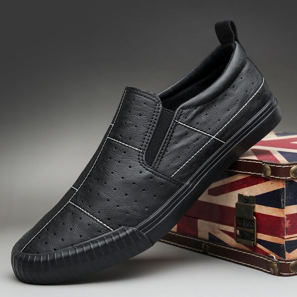 2021 men casual leather shoes spring summer breathable fashion slip-on cool microporous loafers flat shoes, Black
2021 men casual leather shoes spring summer breathable fashion slip-on cool microporous loafers flat shoes, Black