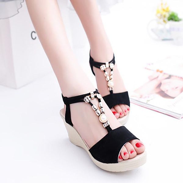summer woman non-slip sandals platform beaded high heels women open toe wedge heel nvlx26, Black
summer woman non-slip sandals platform beaded high heels women open toe wedge heel nvlx26, Black