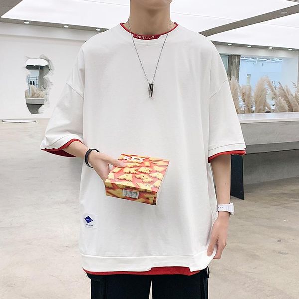 men's t-shirts men solid streetwear 2021 summer mens loose casual short sleeve tees male t shirts, White;black
men's t-shirts men solid streetwear 2021 summer mens loose casual short sleeve tees male t shirts, White;black