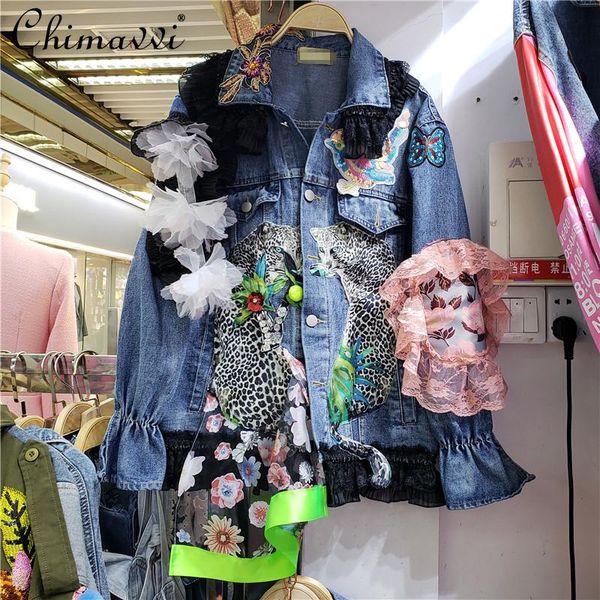 women's jackets 2021 fall clothing heavy mesh patchwork flared sleeves loose denim jacket fashion street long-sleeved coat, Black;brown
women's jackets 2021 fall clothing heavy mesh patchwork flared sleeves loose denim jacket fashion street long-sleeved coat, Black;brown