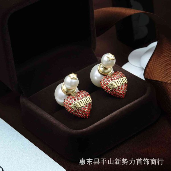 d family letter stud brass crystal peach heart earrings, Golden
d family letter stud brass crystal peach heart earrings, Golden