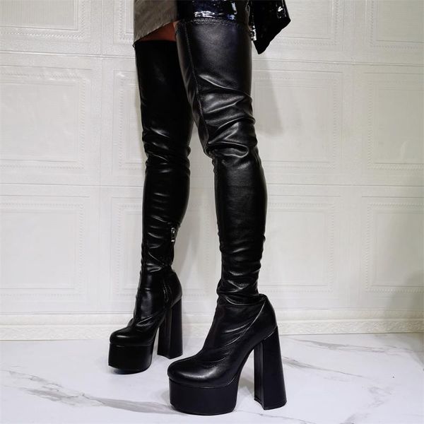 boots cool and handsome pure black thick-soled waterproof platform women's round toe thick heel over-the-knee
boots cool and handsome pure black thick-soled waterproof platform women's round toe thick heel over-the-knee