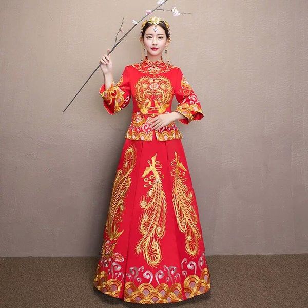 ethnic clothing bride wedding dress traditional chinese style costume phoenix cheongsam embroidery luxury ancient royal red qipao gown
ethnic clothing bride wedding dress traditional chinese style costume phoenix cheongsam embroidery luxury ancient royal red qipao gown