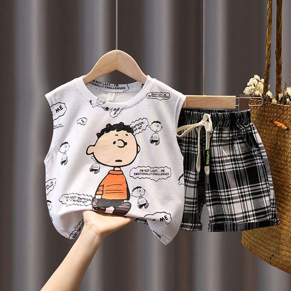 boys' suit cartoon plaid summer clothes middle and primary school children's sleeveless leisure, White
boys' suit cartoon plaid summer clothes middle and primary school children's sleeveless leisure, White