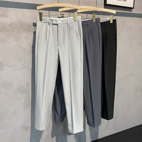 men's pants brand men suit draping fabric cool ankle-length little feet business nine points office male gray black casual trousers
men's pants brand men suit draping fabric cool ankle-length little feet business nine points office male gray black casual trousers