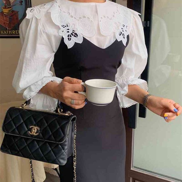 hoodies korean women two outwear long sleeve peter pan collar blouses and spaghetti strap slim sukienki piece suit bjuv kyhq, Black
hoodies korean women two outwear long sleeve peter pan collar blouses and spaghetti strap slim sukienki piece suit bjuv kyhq, Black
