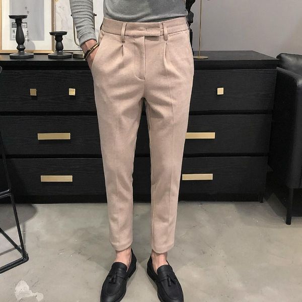 winter woolen mens dress pants fashion pantalon homme slim fit streetwear business casual office social trousers khaki men's suits & bl, White;black
winter woolen mens dress pants fashion pantalon homme slim fit streetwear business casual office social trousers khaki men's suits & bl, White;black