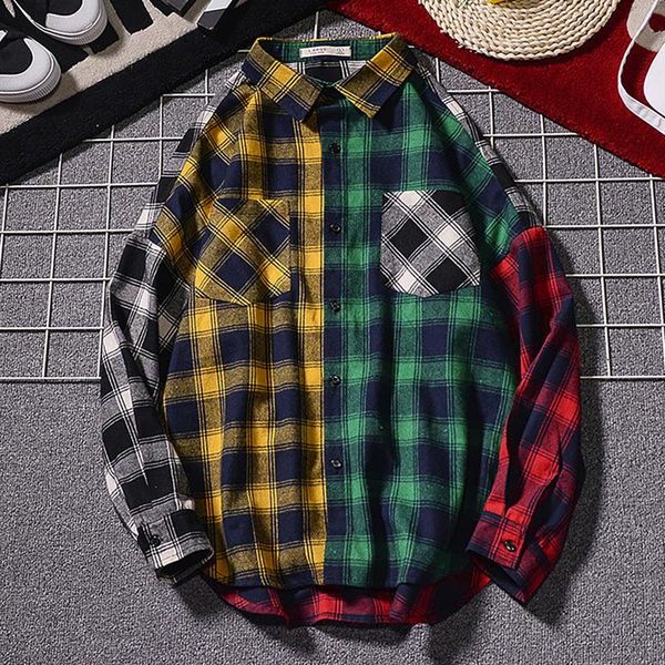 men's casual shirts 2021 spring autumn men fashion turn-down collar color contrast shirt lattice printing long sleeve streewear, White;black
men's casual shirts 2021 spring autumn men fashion turn-down collar color contrast shirt lattice printing long sleeve streewear, White;black