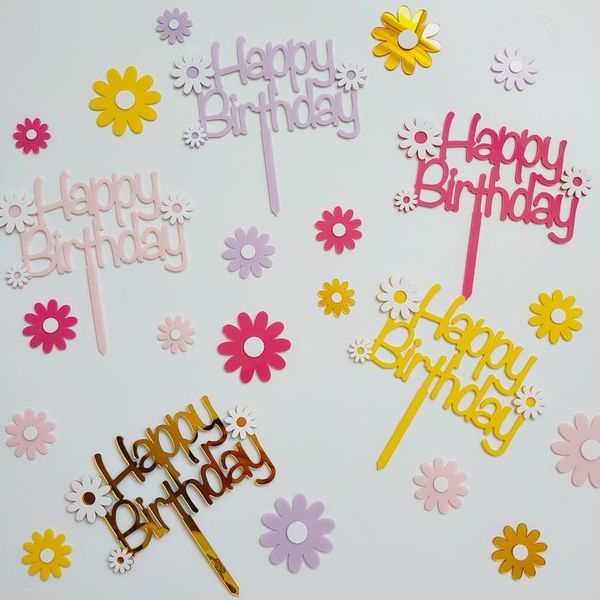 other festive & party supplies small chrysanthemum happy birthday cake er gold cupcake decor for kids decorations