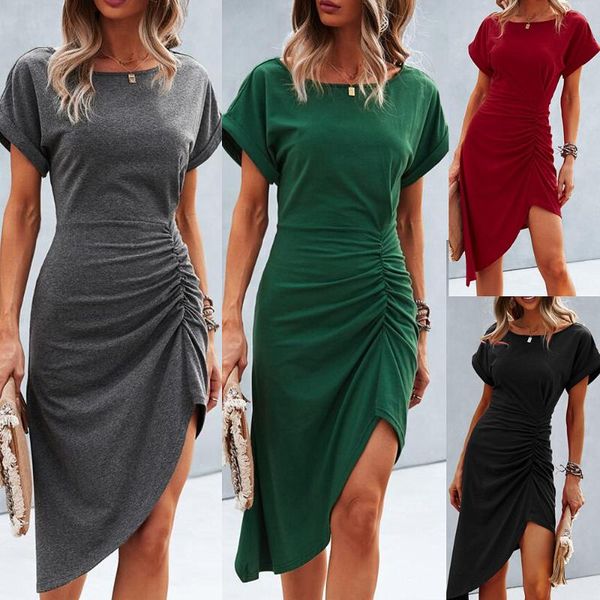 casual dresses 2021 summer dress party retro tight, Black;gray