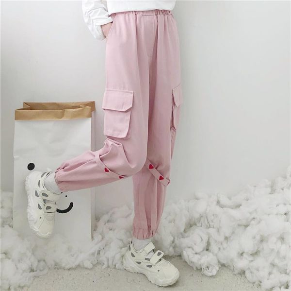 women's pants & capris harajuku women big pocket casual japanese loving elastic waist design stitching girls student cargo trousers, Black;white
women's pants & capris harajuku women big pocket casual japanese loving elastic waist design stitching girls student cargo trousers, Black;white