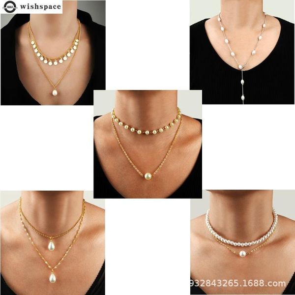 the european and american fashion contracted multilayer imitation pearl alloy necklace female accessories wholesale chains, Silver
the european and american fashion contracted multilayer imitation pearl alloy necklace female accessories wholesale chains, Silver