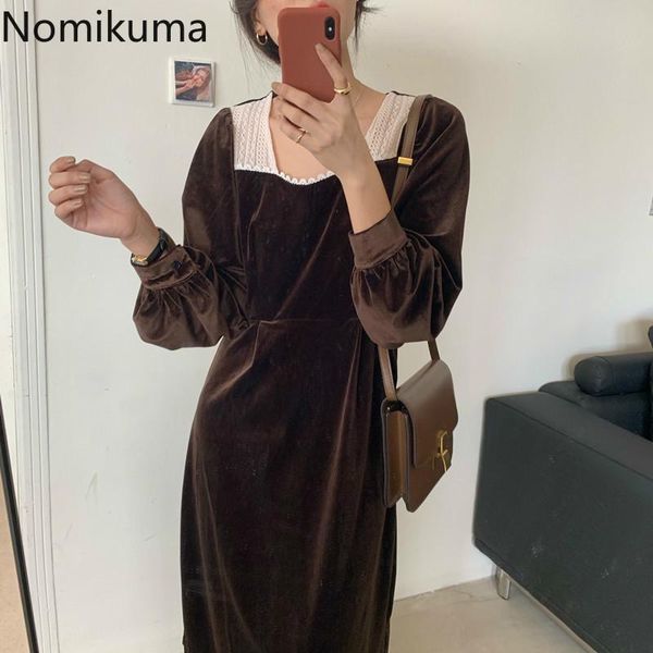casual dresses nomikuma retro ladies gold velvet dress vestidos femme square collar lace stitching slim waist mid calf women 3d425, Black;gray
casual dresses nomikuma retro ladies gold velvet dress vestidos femme square collar lace stitching slim waist mid calf women 3d425, Black;gray