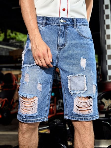 men ripped patched bermuda denim shorts w6lu#, Blue
men ripped patched bermuda denim shorts w6lu#, Blue