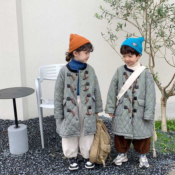 down coat korean style children winter plaid quilted long jackets kids warm thick cotton-padded outerwears, Blue;gray
down coat korean style children winter plaid quilted long jackets kids warm thick cotton-padded outerwears, Blue;gray