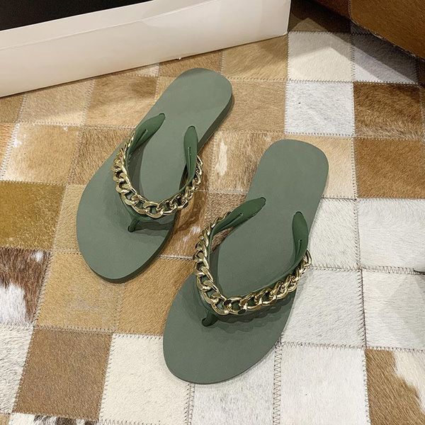 slippers 2021 women flip flops flat metal chain decor fashion summer clip toe luxury females outside beach slippes non-slip ladies slides, Black
slippers 2021 women flip flops flat metal chain decor fashion summer clip toe luxury females outside beach slippes non-slip ladies slides, Black
