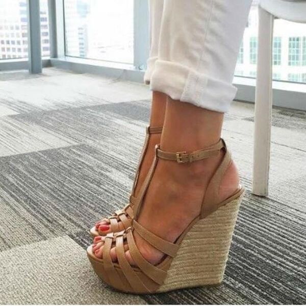 sandals fashion beige leather wedge t strap weave rope platform shoes open toe summer, Black
sandals fashion beige leather wedge t strap weave rope platform shoes open toe summer, Black