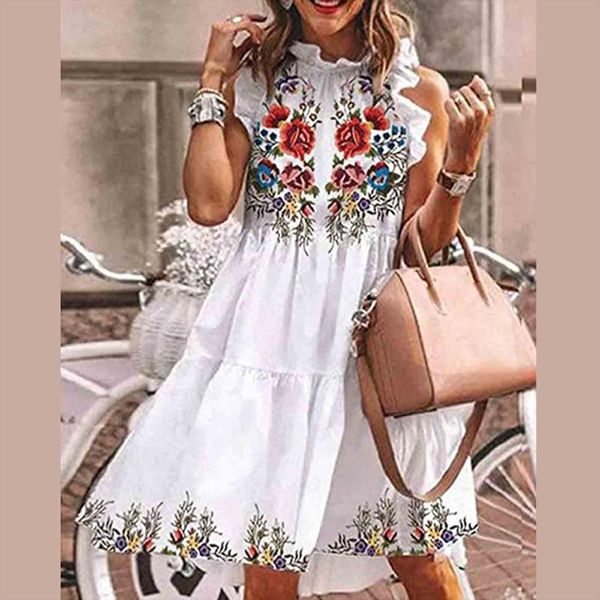 white plus size elegant womens dresses cute summer sleeveless print all match flowers for women, Black;gray
white plus size elegant womens dresses cute summer sleeveless print all match flowers for women, Black;gray