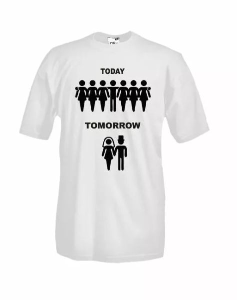 j299 mesh bachelor party, t-shirt funny marriage today and tomorrow, White;black
j299 mesh bachelor party, t-shirt funny marriage today and tomorrow, White;black
