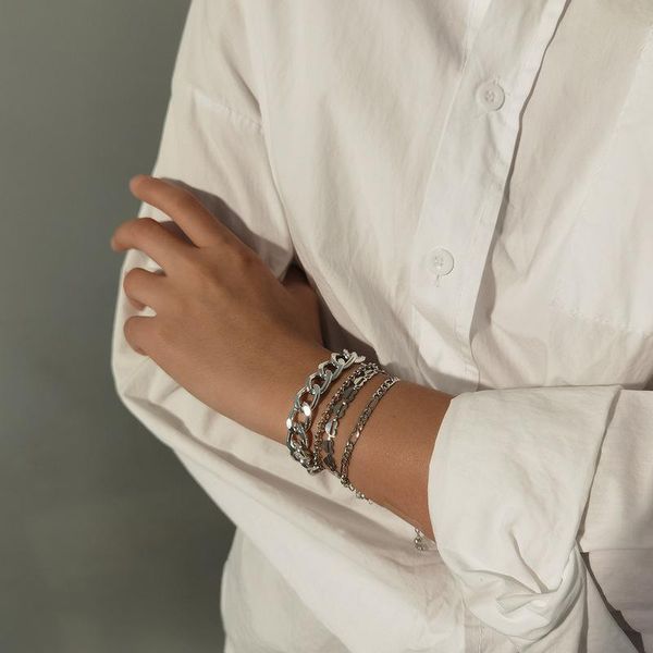 charm bracelets timeonly 4 pcs/set chunky cuban chain for women minimalist gold silver color wide curb link bracelet accessories, Golden;silver
charm bracelets timeonly 4 pcs/set chunky cuban chain for women minimalist gold silver color wide curb link bracelet accessories, Golden;silver