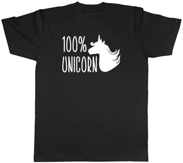 100% unicorn mens womens ladies t-shirt, White;black 
100% unicorn mens womens ladies t-shirt, White;black