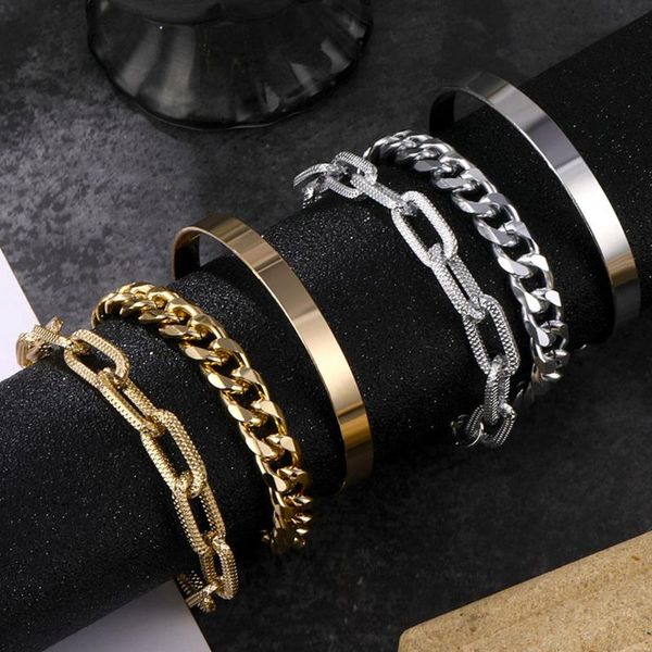 link, chain 3pcs bohemian punk geometry thick bracelet fashion trend gold silver color charm bracelets bangles jewelry, Black
link, chain 3pcs bohemian punk geometry thick bracelet fashion trend gold silver color charm bracelets bangles jewelry, Black