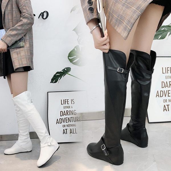 boots cross border big size fashion european and american winter white inner belt buckle over knee, Black
boots cross border big size fashion european and american winter white inner belt buckle over knee, Black