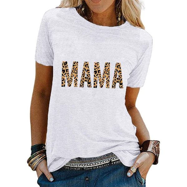 women's t-shirt fashion mama letter tshirt woman tee round neck short sleeve summer leopard prints loose casual clothing, White
women's t-shirt fashion mama letter tshirt woman tee round neck short sleeve summer leopard prints loose casual clothing, White