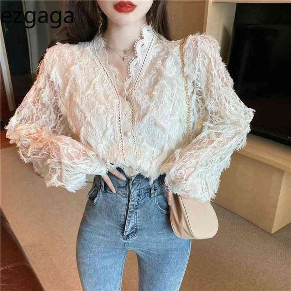 ezgaga elegant blouse women spring french style v-neck hollow out lace patchwork loose hollow out shirts fashion 210430, White
ezgaga elegant blouse women spring french style v-neck hollow out lace patchwork loose hollow out shirts fashion 210430, White