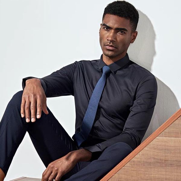 men's casual shirts 2021 fashion brand men clothes slim fit long sleeve shirt business dress, White;black
men's casual shirts 2021 fashion brand men clothes slim fit long sleeve shirt business dress, White;black