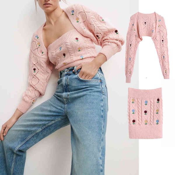 women's two piece pants za autumn women 2pcs flower embroidery knitting skirt suit short solid color cardigans suits sweater 2, White
women's two piece pants za autumn women 2pcs flower embroidery knitting skirt suit short solid color cardigans suits sweater 2, White