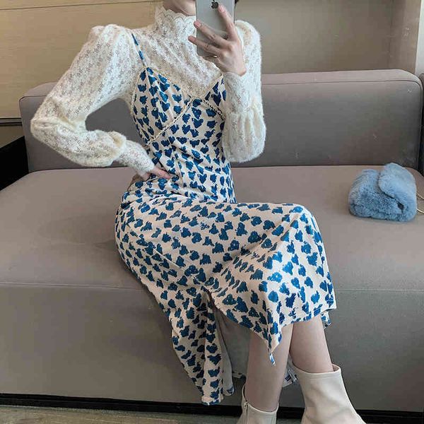skirt female autumn two sets of sling parts dressed in elegant white printing lace high shirt down and split flower dress women's cloth, Black
skirt female autumn two sets of sling parts dressed in elegant white printing lace high shirt down and split flower dress women's cloth, Black