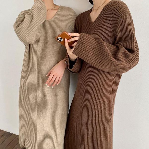 casual dresses loose v neck knitwear thick korean woman sweater dress women winter 2021 black white solid knitted warm clothes, Black;gray
casual dresses loose v neck knitwear thick korean woman sweater dress women winter 2021 black white solid knitted warm clothes, Black;gray