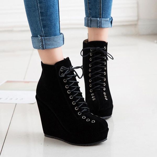 boots gothic lace up ankle women winter ladies punk shoes red black platform wedge high heels combat
boots gothic lace up ankle women winter ladies punk shoes red black platform wedge high heels combat