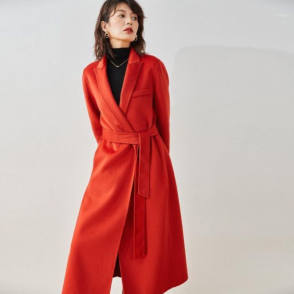women's jackets autumn and winter classic type belt lapel loose water double-sided long woolen coat for women, Black;brown
women's jackets autumn and winter classic type belt lapel loose water double-sided long woolen coat for women, Black;brown