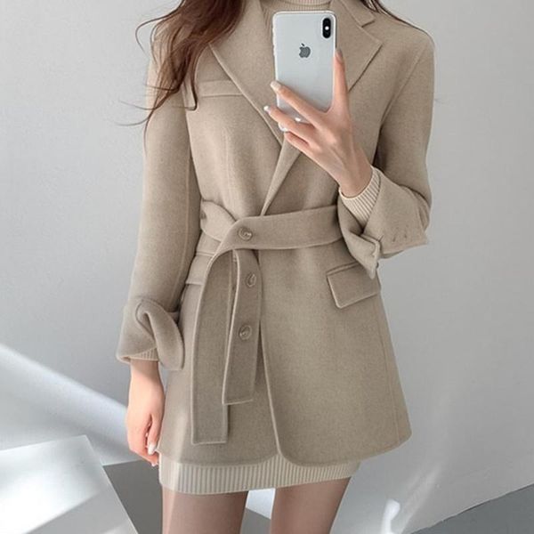 women's jackets korean chic autumn yellow suit collar strap waist closing cardigan long sleeve small short wool coat fashion 2021 x843, Black;brown
women's jackets korean chic autumn yellow suit collar strap waist closing cardigan long sleeve small short wool coat fashion 2021 x843, Black;brown