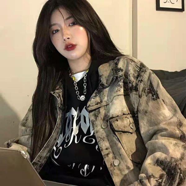 women's jackets women coat grey tie dyeing destroys denim 2021 spring and autumn washed loose jacket, Black;brown
women's jackets women coat grey tie dyeing destroys denim 2021 spring and autumn washed loose jacket, Black;brown