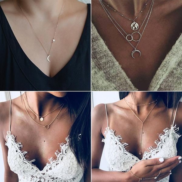 pendant necklaces 2021 bohemian multi layered necklace for women vintage portrait coin star moon geometric collier collares, Silver
pendant necklaces 2021 bohemian multi layered necklace for women vintage portrait coin star moon geometric collier collares, Silver