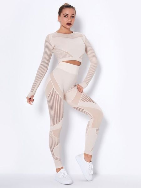 women seamless gym sets high waist gym mesh leggings shirts suit long sleeve fitness workout sports running thin sport sets 220308, White
women seamless gym sets high waist gym mesh leggings shirts suit long sleeve fitness workout sports running thin sport sets 220308, White