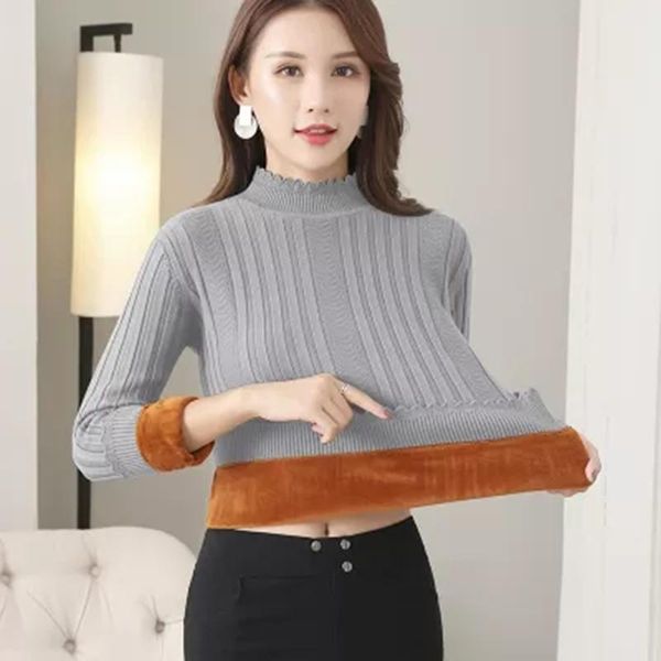 women's sweaters colthes for women autumn winter 2021 long sleeve thick warm velvet slim base sweater white gray mock neck knit femme, White;black
women's sweaters colthes for women autumn winter 2021 long sleeve thick warm velvet slim base sweater white gray mock neck knit femme, White;black