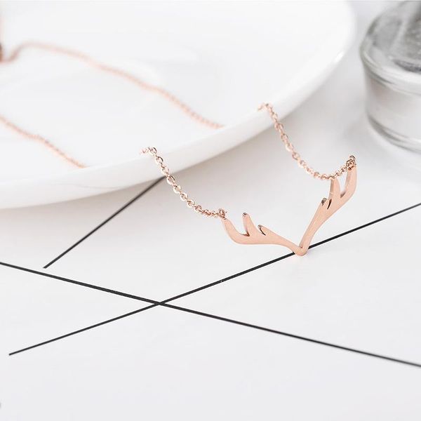 Antlers Stainless Steel Necklace Non-Fading All-Match Rose Gold Clavicle Chain Jewelry Women's Pendant Necklaces, Silver
Antlers Stainless Steel Necklace Non-Fading All-Match Rose Gold Clavicle Chain Jewelry Women's Pendant Necklaces, Silver