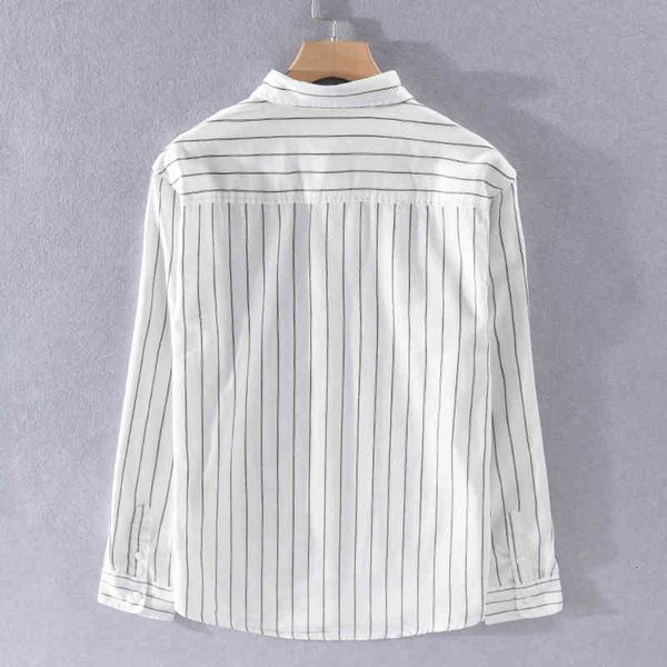 2021 stripe long-sleeved spring and autumn brand trend white shirts for men casual loose shirt mens comfortable chemise 48y2
2021 stripe long-sleeved spring and autumn brand trend white shirts for men casual loose shirt mens comfortable chemise 48y2