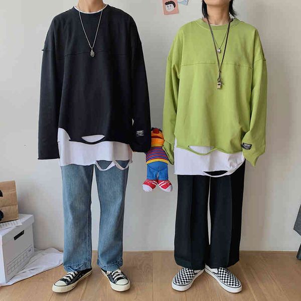 mens fashion style loose hoodies fake two piece hole tide hip hop casual solid male sweatshirts, Black
mens fashion style loose hoodies fake two piece hole tide hip hop casual solid male sweatshirts, Black
