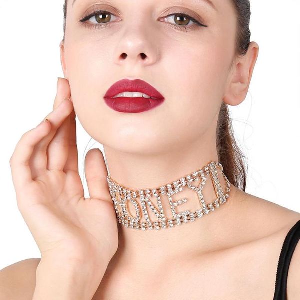 european and american jewelry punk exaggeration super flash nightclub items diamond-encrusted letters thin necklace chokers, Golden;silver
european and american jewelry punk exaggeration super flash nightclub items diamond-encrusted letters thin necklace chokers, Golden;silver