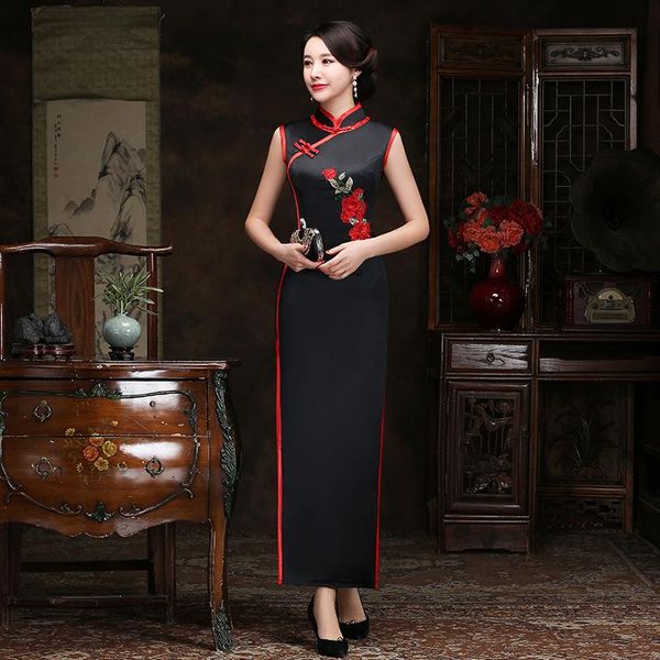 women black classic cheongsam exquisite flower appliques trim slim chinese dress elegant long mandarin collar qipao s-5xl ethnic clothi, Red
women black classic cheongsam exquisite flower appliques trim slim chinese dress elegant long mandarin collar qipao s-5xl ethnic clothi, Red