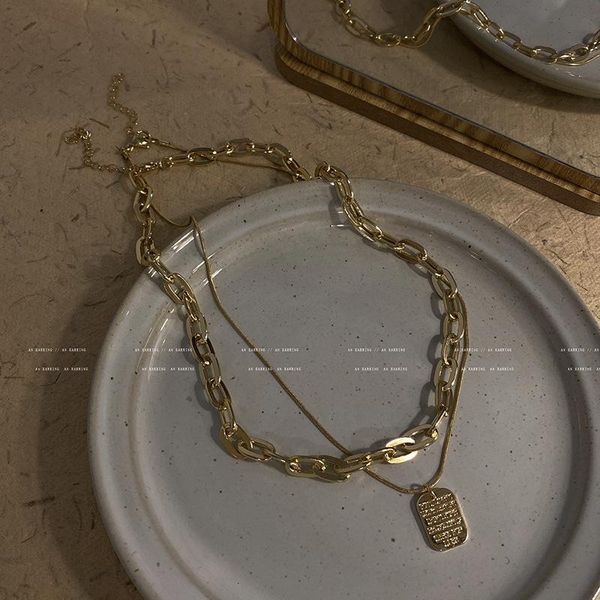 pendant necklaces gold plated double chain letter square short necklace for woman korean fashion jewelry gothic girl's choker, Silver
pendant necklaces gold plated double chain letter square short necklace for woman korean fashion jewelry gothic girl's choker, Silver