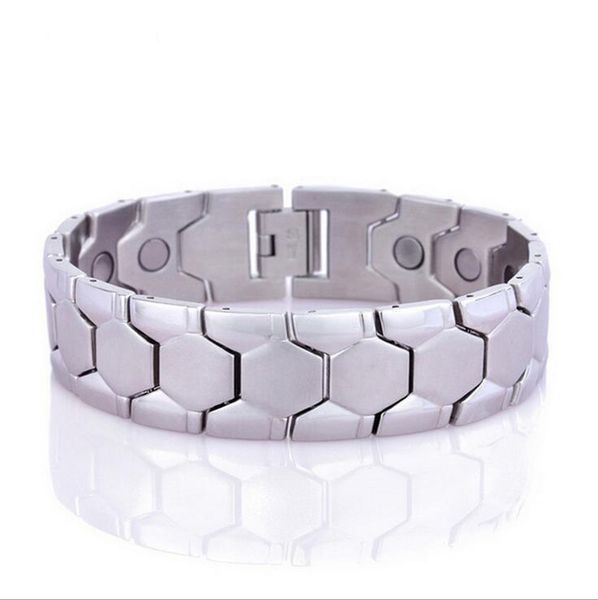 link, chain punk rock 17mm heavy gold silver stainless steel jewelry health care magnet stone men women bracelet polished mens bracelets, Black
link, chain punk rock 17mm heavy gold silver stainless steel jewelry health care magnet stone men women bracelet polished mens bracelets, Black