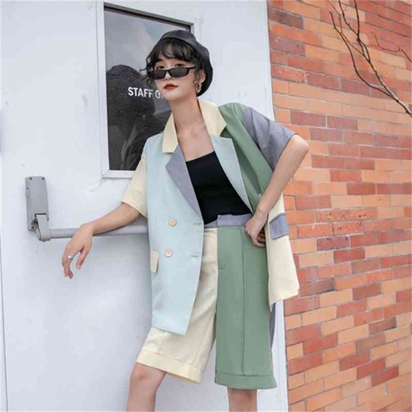women's suits & blazers colorblock summer women double breasted short sleeve fashion designer coats and jackets korean 63f1, White;black
women's suits & blazers colorblock summer women double breasted short sleeve fashion designer coats and jackets korean 63f1, White;black