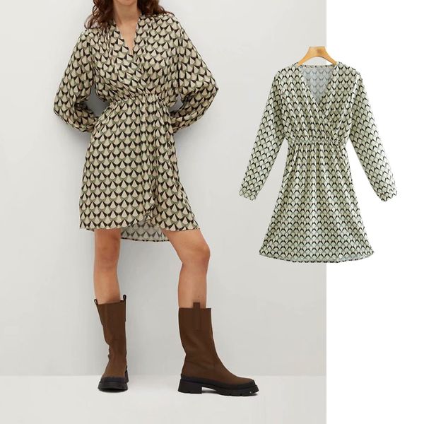 casual dresses fashion geometric print long sleeve ladies slim vestidos v neck spring mini dress 07ra, Black;gray
casual dresses fashion geometric print long sleeve ladies slim vestidos v neck spring mini dress 07ra, Black;gray